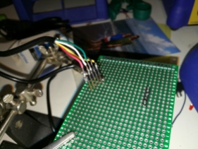 soldered on header pins